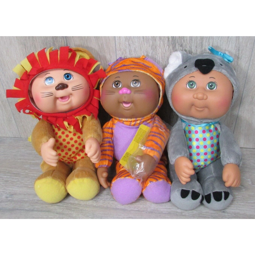 Cabbage Patch Kids Zoo Woodland Friends Cuties Dolls 3 Lion, Tiger, Koala Plush